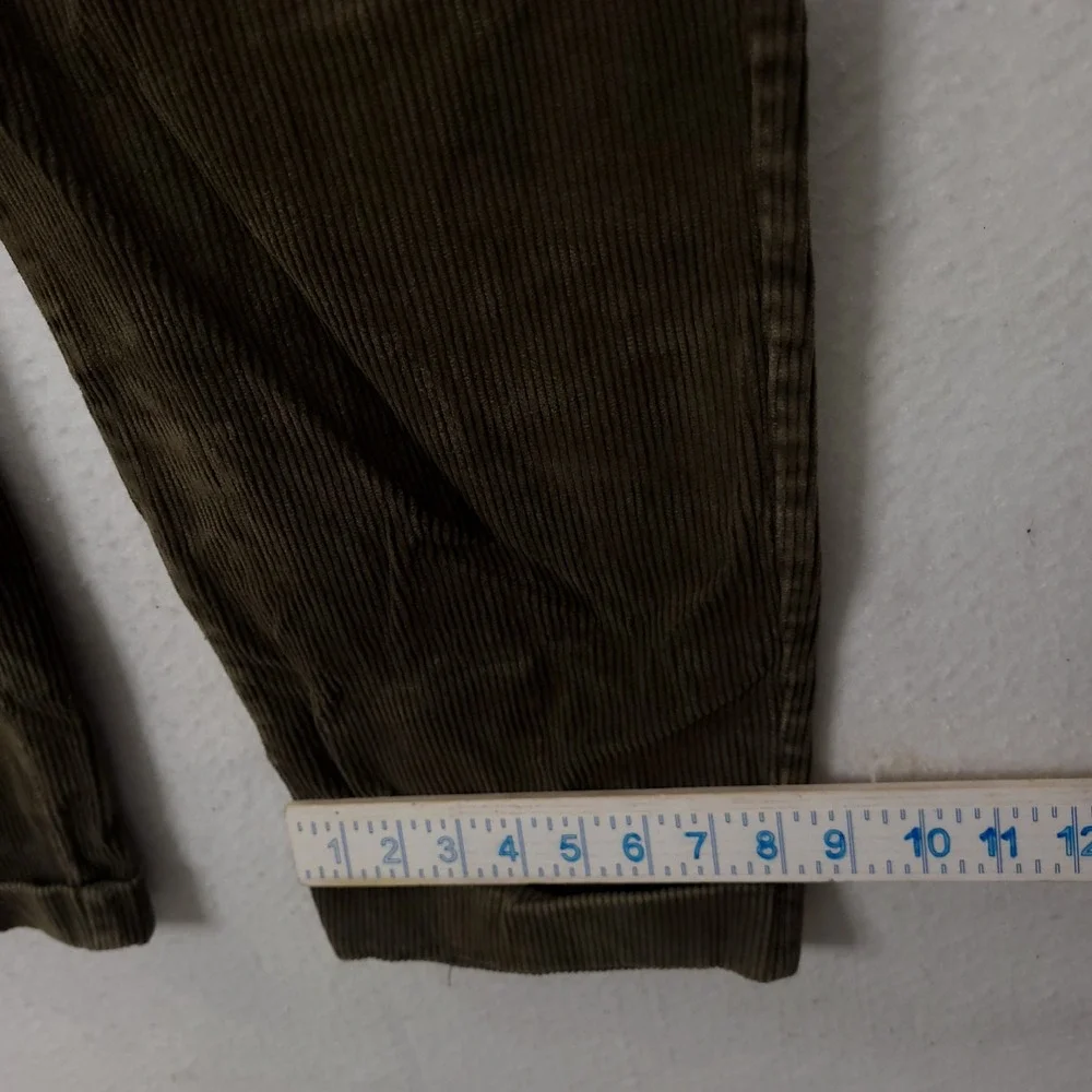 Gap Corduroy Pants Mens Relaxed Fit Pleated Olive 36x34 Fit 34x32 cuffed